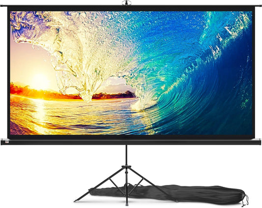 PropVue Projectiescherm met standaard, 100 inch (ca. 254 cm) projectiescherm voor binnen en buiten, voor film- of kantoorpresentatie, instelbaar van 16:9 tot 4:3, HD-premium kreukvrij statiefscherm voor projector