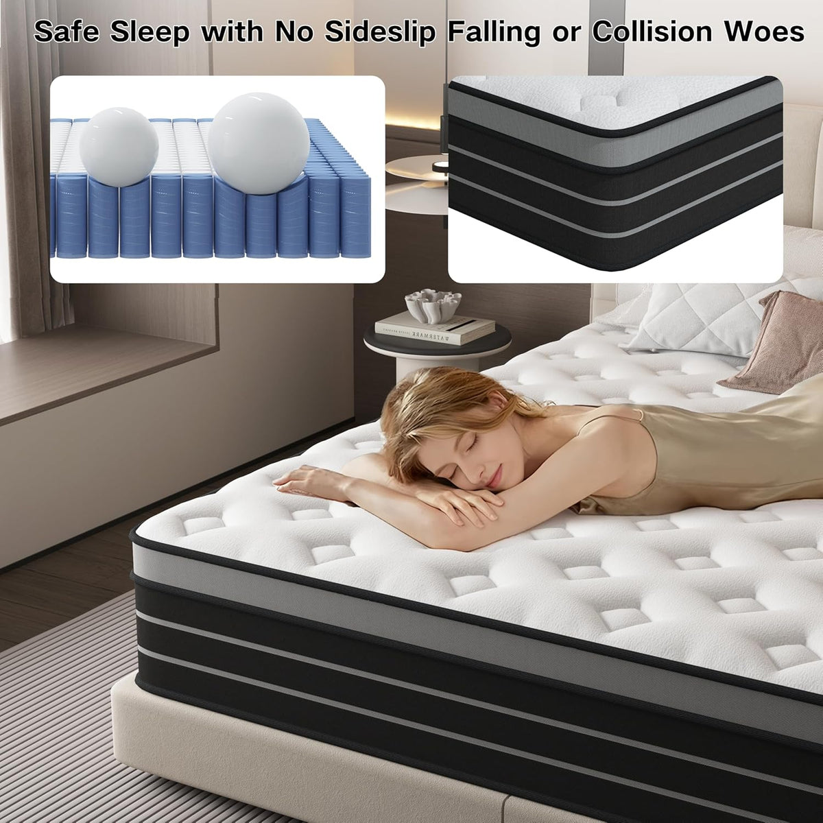 Matras 140 x 200 cm boxspring hardheid H3, geschikt voor kinderen en volwassenen, Öko-Tex gecertificeerd, ergonomisch matras met 7 zones, hoogte 20 cm
