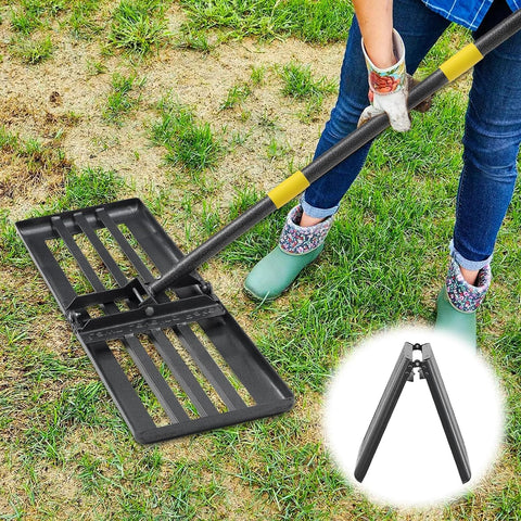 Gazonhark - Nivelleringshark - Gazonplanner - Rakel - met 5ft - Handgreep - 66 x 25 cm - Robuuste Bodemplaat - Gazonschuiver - voor Tuin - Golf - Gazon - Achtertuin - Zwart