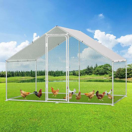 XL chicken coop with safety lock and waterproof PE colour cloth, plenty of space for chickens, rabbits and other small animals, stable steel frame, 3 x 2 x 2 m