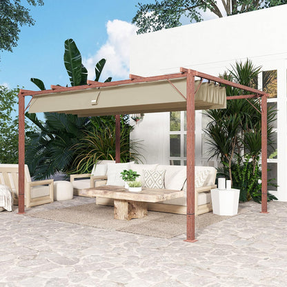 Outsunny Pergola approx. 3x4m Garten Pavillon mit magnetischen Pad, Terrassendachung aus Aluminium, Gartenpavillon mit verstellbares Dach, Freistehend, UV Schutz 30+, für Terrasse und Garten, - QUORE