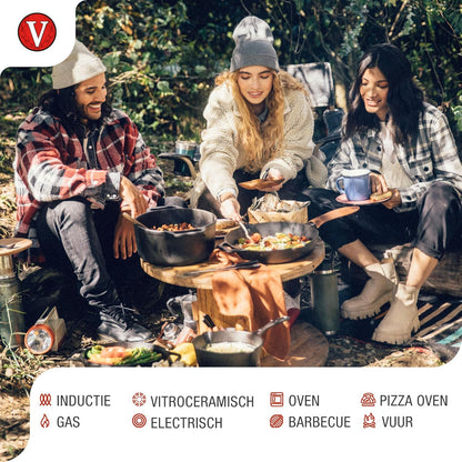 Victoria Dutch Oven Inductie Geëmailleerd Gietijzer 29cm, Cocotte 6,6L, PTFE en PFOA vrij, Geschikt voor Vuur, Barbecue, Oven, Kookplaat, Keramische kookplaat, Gas