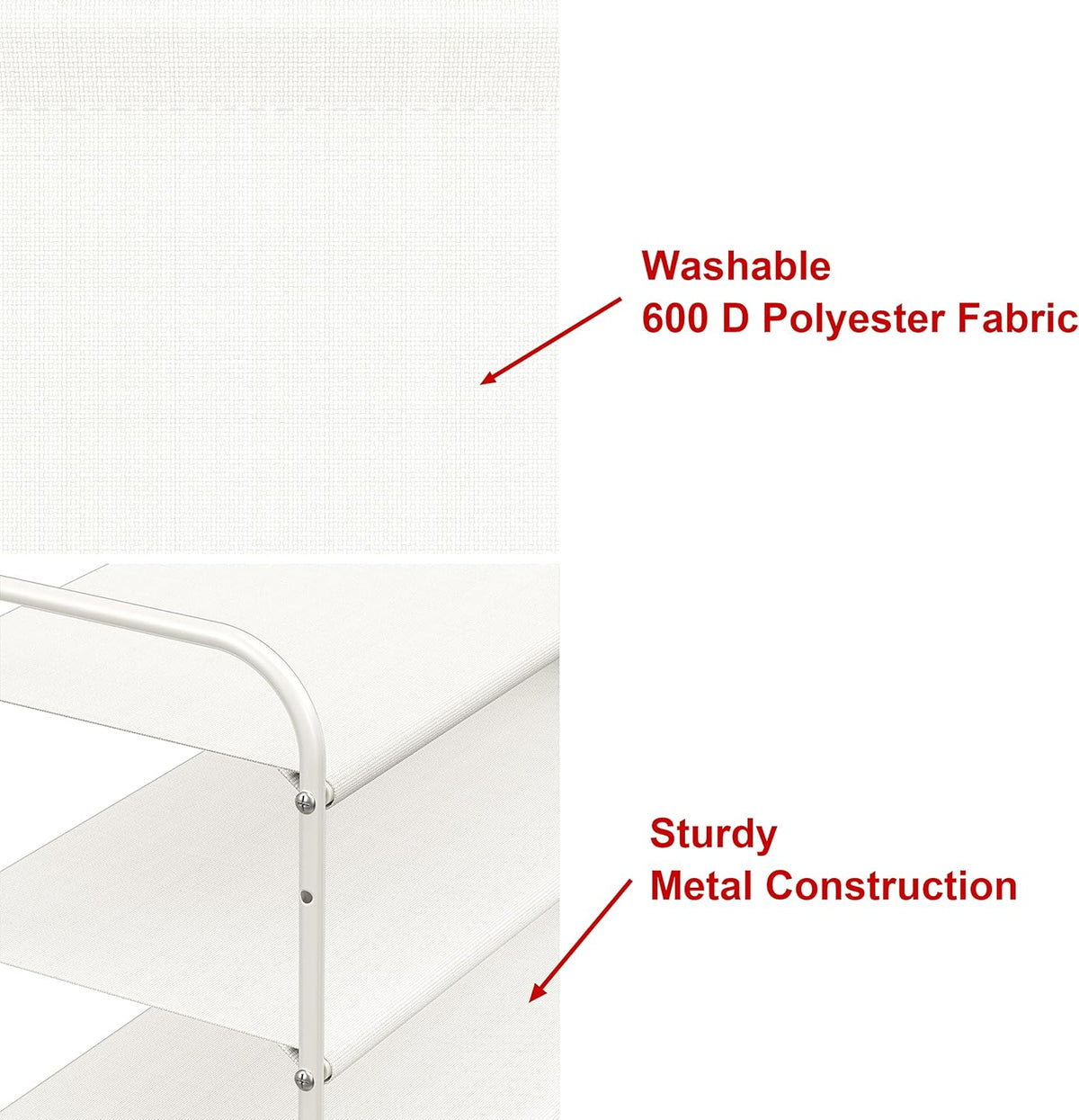 Simple Houseware 6-Tier Shoe Rack Storage Organizer w/ Side Hanging Bag, White - QUORE