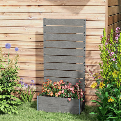 Outsunny Garden Planter with Trellis for Climbing Plants Vine Flowers Freestanding Raised Bed for Garden Outdoor Patio Planter with Drain Grit, 72x38x150cm, Dark Grey - QUORE