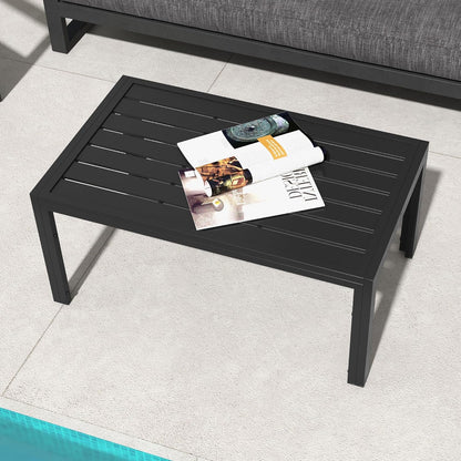 Outsunny Beistelltisch Balkontisch aus Stahl Rechteckig Kaffeetisch wetterfest Gartentisch pfleegelcht Sofatisch Outdoor Tisch für Balcony Garten Terrasse Veranda Wohnzimmer, 101.6x61x46cm Schwarz - QUORE