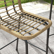 Outsunny Tuinbarset, tuinmeubelen, bistroset, 3-delig, 1 ronde hoge tafel, boho-design + 2 ronde krukken met metalen voetsteun, voor 2 personen, natuurlijk, zwart
