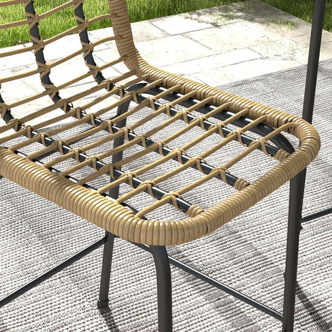 Outsunny Tuinbarset, tuinmeubelen, bistroset, 3-delig, 1 ronde hoge tafel, boho-design + 2 ronde krukken met metalen voetsteun, voor 2 personen, natuurlijk, zwart