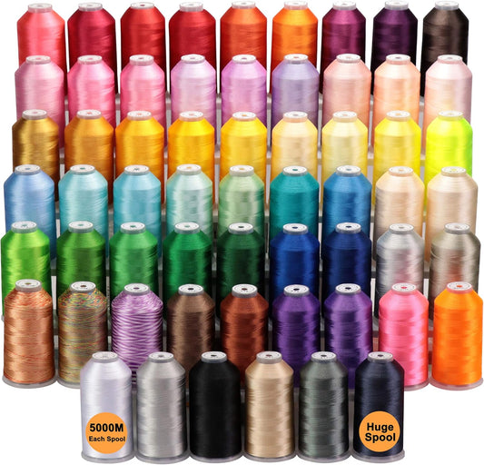 New brothread - Alle 60 Verschillende Kleuren 5000M Enorme Spoel Polyester Machine Borduurgaren voor commerciële en huishoudelijke borduurmachines