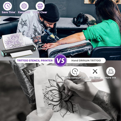 Thermische Tattoo Printer – Tattoo Copier – Stencil Printer – Tattoo Transfer Machine – Tattoo Overdracht Printer – Compact & Draagbaar – Bluetooth Connectiviteit