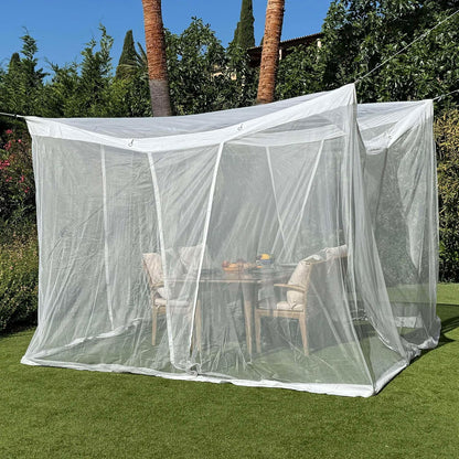 Muskietennet voor Patio 3 x 3 M | Zeer Grote Maten & Stof Ontworpen voor Buiten | Insectenhuis Schermgaas voor Prieel, Veranda & Tuin Terras | Witte Buitenoverkapping Insectenbescherming