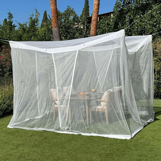 Muskietennet voor Patio 3 x 3 M | Zeer Grote Maten & Stof Ontworpen voor Buiten | Insectenhuis Schermgaas voor Prieel, Veranda & Tuin Terras | Witte Buitenoverkapping Insectenbescherming