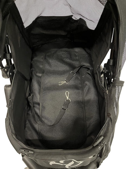 PETIQUE Chinook Zwart | Luxe hondenwandelwagen | Vouwen met één hand | 12" Eva-banden voor en achter voor extra comfort | Reflecterende binding | Houdt huisdier tot 23 kg | Dierendrager