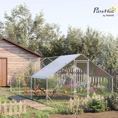PawHut chicken coop outdoor enclosure XXL outdoor chicken coop with shade roof lock outdoor enclosure for 12-18 chickens duck rabbit steel 3x6x2m - QUORE