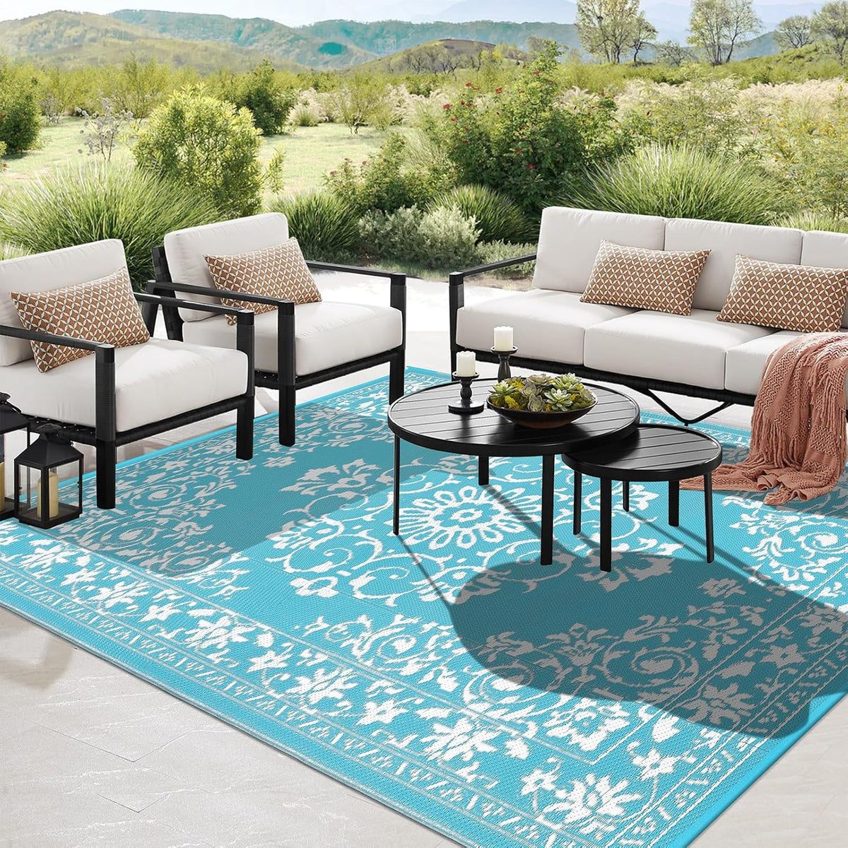 Buiten Vloerkleed - Buitenkleden - Buitentapijt - Opvouwbaar - UV-bestendig - Waterdicht - Omkeerbaar - Buitenmatten - voor Buiten - Balkon - Strand - Picknick -Terras - Rechthoekig - 240 x 300 cm - Grijs