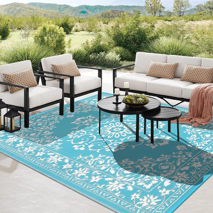 Buiten Vloerkleed - Buitenkleden - Buitentapijt - Opvouwbaar - UV-bestendig - Waterdicht - Omkeerbaar - Buitenmatten - voor Buiten - Balkon - Strand - Picknick -Terras - Rechthoekig - 240 x 300 cm - Grijs