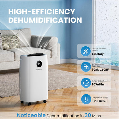 Elektrische Luchtontvochtiger – Luchtontvochtiger – Vochtvreter – Air Dehumidifier – Vochtbestrijder – 15 Liter Per Dag – 24-Uurs Timer Met Kinderbeveiliging