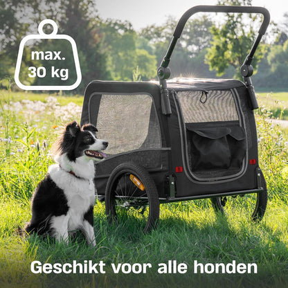 Hondenfietskar - Hondenkar - Opvouwbaar - Voor Kleine en Grote honden - max. 30kg - 2-in-1 Hondenfietskar voor Fiets naar Hondenbuggy - Geschikt voor E-Bikes en Normale Fietsen