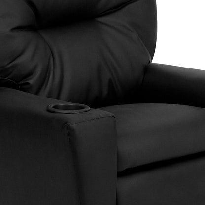 Flash Furniture Contemporary Kids Fauteuil met bekerhouder, leer, zwart ledersoft, set van 1