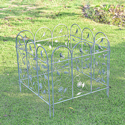 Sungmor Set van 4 tuinpiketomheining, rustieke stijl, decoratieve omheiningspanelen, 97 inch metalen grens vouwhek, tuintrellis voor klimplanten, dierenbarrière, landschapspad panelen