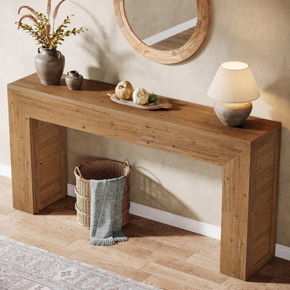 Tribesigns Console Table 160 cm Narrow Sofa Table, Wooden Hall Table Behind the Sofa, Industrial Entrance Table for Entrance, Hallway, Foyer, Living Room, Light Brown