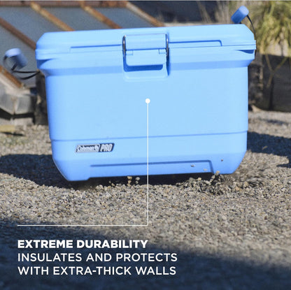 Coleman PRO Heavy-Duty geïsoleerde harde koeler met handgrepen | 42,5 L inhoud | Houdt ijs voor 4 dagen | Volledige schuimisolatie | Grote duurzame draagbare koelbox voor robuust buitengebruik en