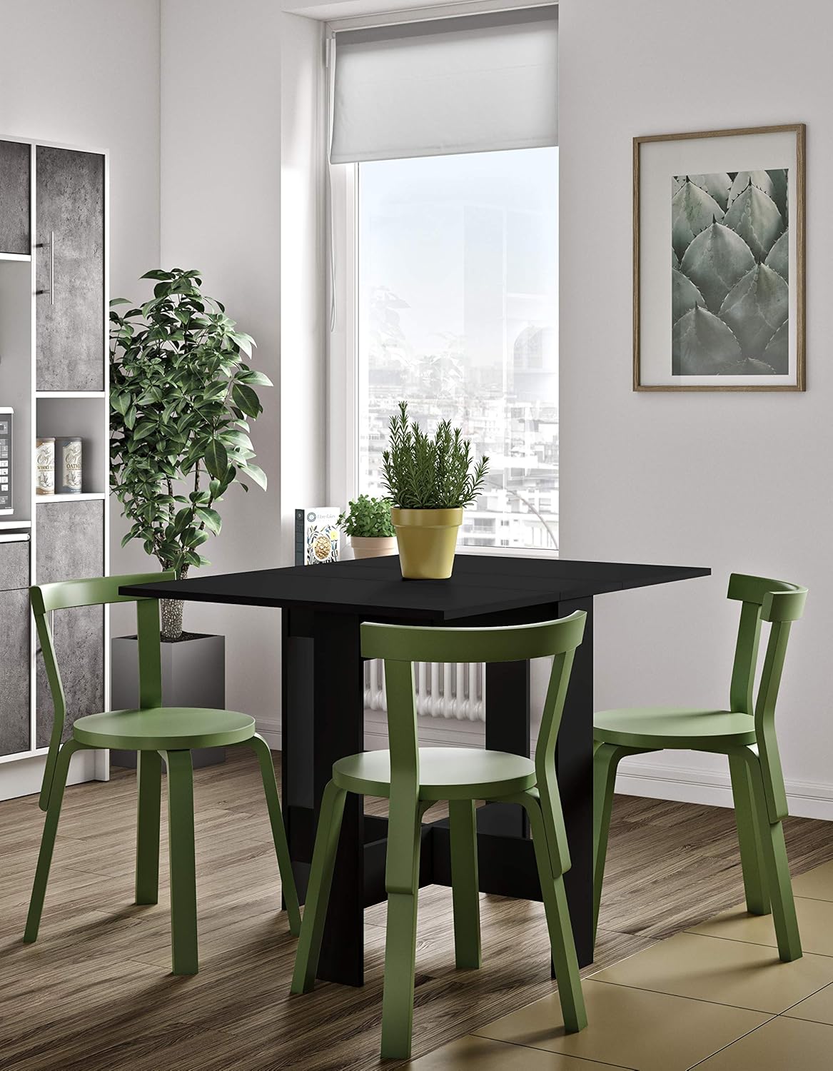vlinder, klaptafel met 2 kleppen, van melamine spaanplaat, zwart, 103/67/28 x 76 x 73,4 (l x b x h).