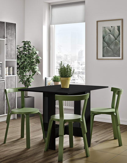 vlinder, klaptafel met 2 kleppen, van melamine spaanplaat, zwart, 103/67/28 x 76 x 73,4 (l x b x h).
