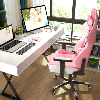 IntimaTe WM Heart D1001001B21 Gamingstoel, ergonomische racestoel, verstelbare pc-gamingstoel met hoge rugleuning met armen en rugsteun, liggende bureaustoelen (roze),50 * 55 * 131 cm