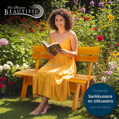 Beautissu Houten Tuinbank Weerbestendig 2 Personen 120 cm breed – Massief Hout Gelakt – Duurzaam Robuust Tuinbank Hout voor Balkon Terras Serre of Tuin – GR