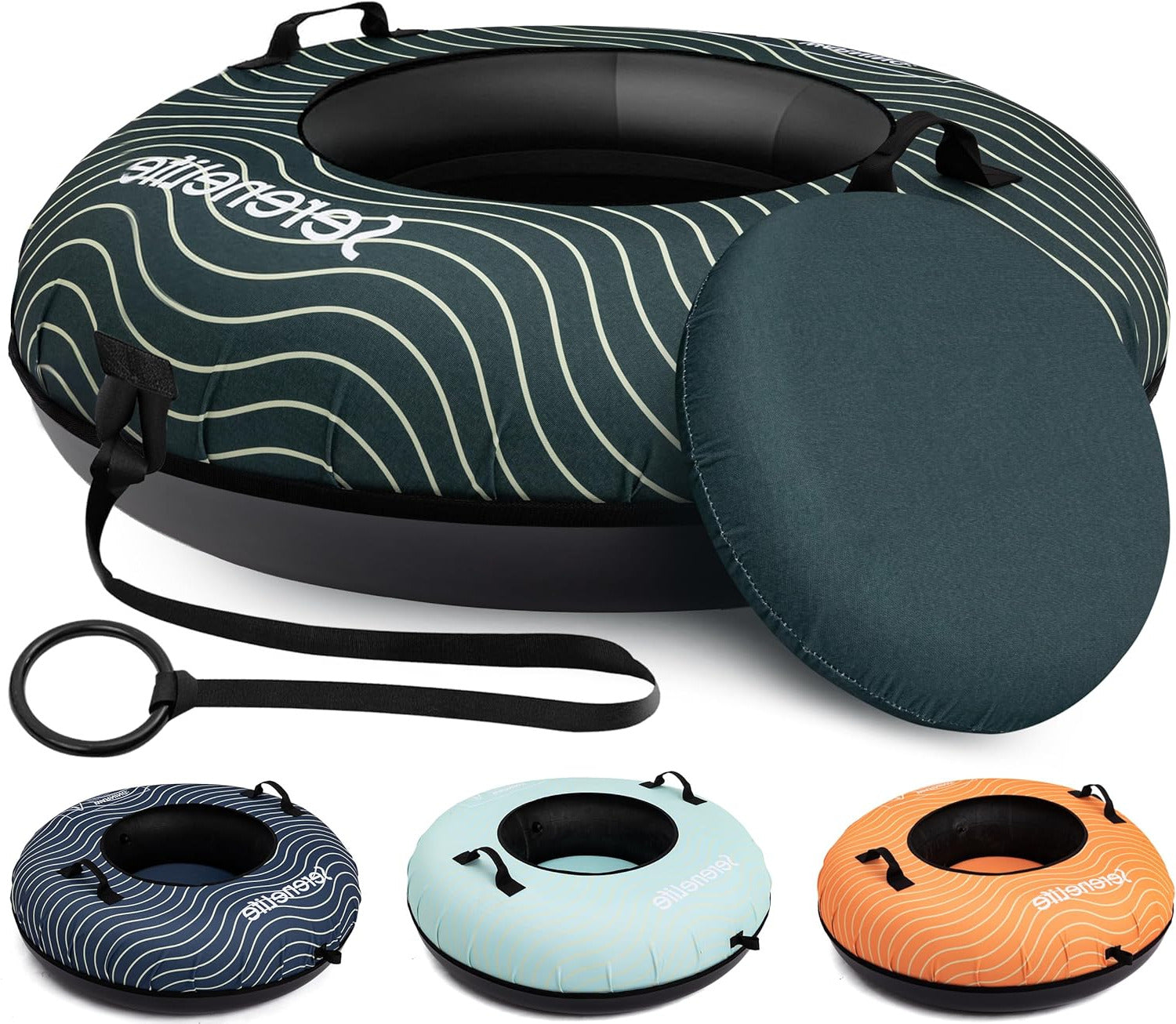 SereneLife Sneeuwband – Opblaasbare Snow Tube voor Skiën & Rodelen, 102/100/122 cm, Harde Kunststof Bodem, Rubber Binnenband, Oxford Cover, Sleepkoord, Ideaal voor Wintersport - QUORE