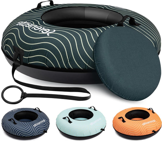 SereneLife Sneeuwband – Opblaasbare Snow Tube voor Skiën & Rodelen, 102/100/122 cm, Harde Kunststof Bodem, Rubber Binnenband, Oxford Cover, Sleepkoord, Ideaal voor Wintersport - QUORE