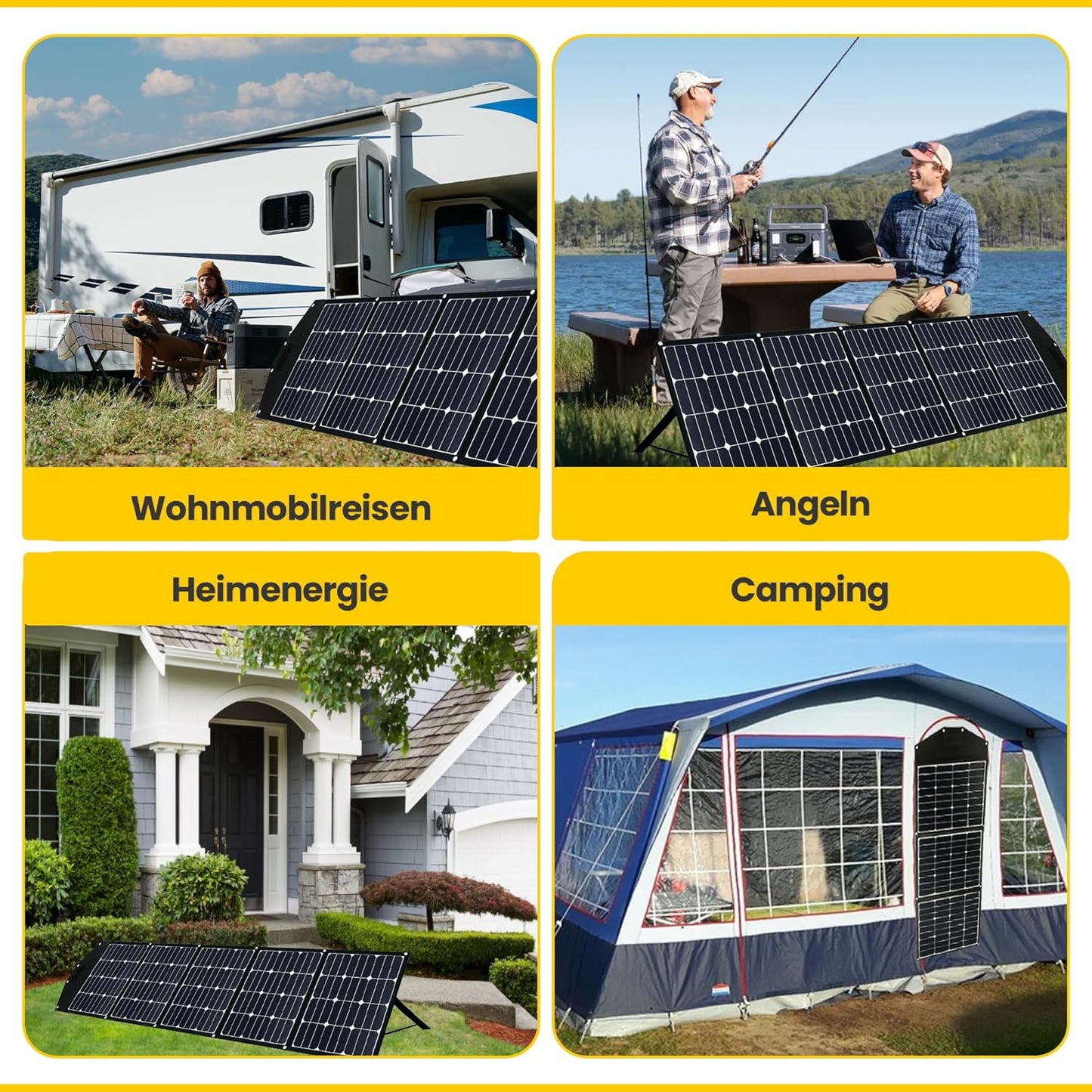 Offgridtec© FSP-2 225W opvouwbaar zonnepaneel met Sunpower Back-Contact cellen zonder laadregelaar met praktische draaggreep en opbergruimte voor kabel. Voor camping, reizen, boot caravan