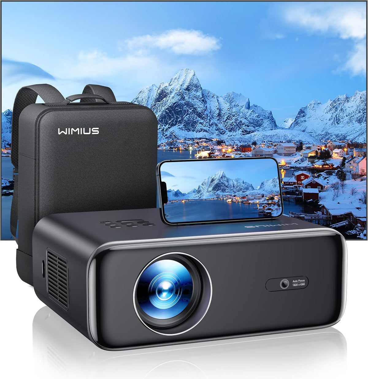 【Autofocus/trapeziumcorrectie】Beamer, Full HD 1080p, 9800 lumen, beamer, WiFi6, Bluetooth, trapeziumcorrectie, 4P/4D, 300 inch led-display, home cinema video, smartphone, PS5