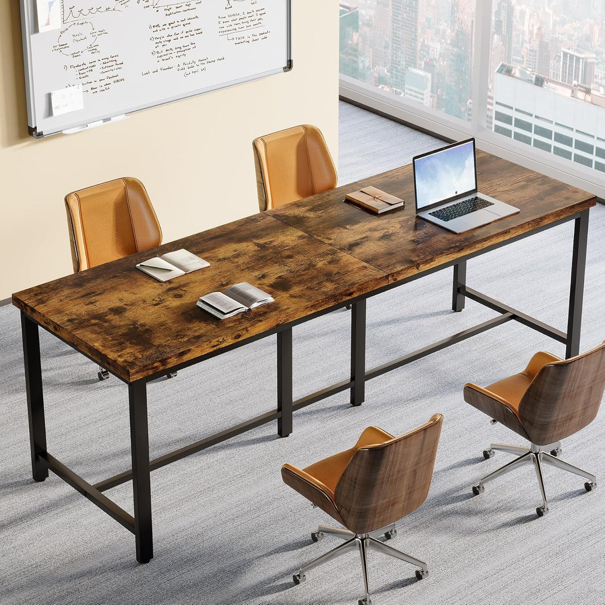 Tribesigns 200x60cm Extra Long Computer Desk for 2 Person, Double Long Desk Workstation, Dual Monitor Workstation for Home Office