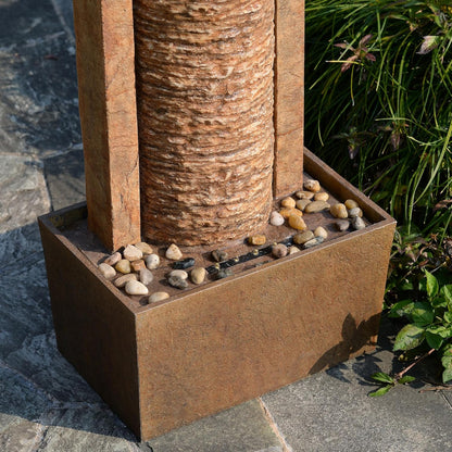 Teamson Home Tuin Buitenfontein Hoge Watervalfontein met Warme LED-verlichting Gelaagd Rotsontwerp Bruin