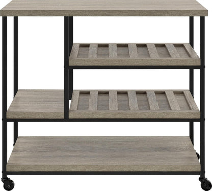 Ameriwood Home Elmwood Multi-Purpose Rollwagen, Distressed Grey Oak, serveerwagen, 43,1 x 91,4 x 86,1 cm