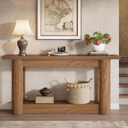 Tribesigns Console Table, Narrow Hallway Table, Long Sofa Table Behind the Sofa, 2-Step Entrance Table, Side Table for Hallway, Entrance, Living Room, Rustic Brown