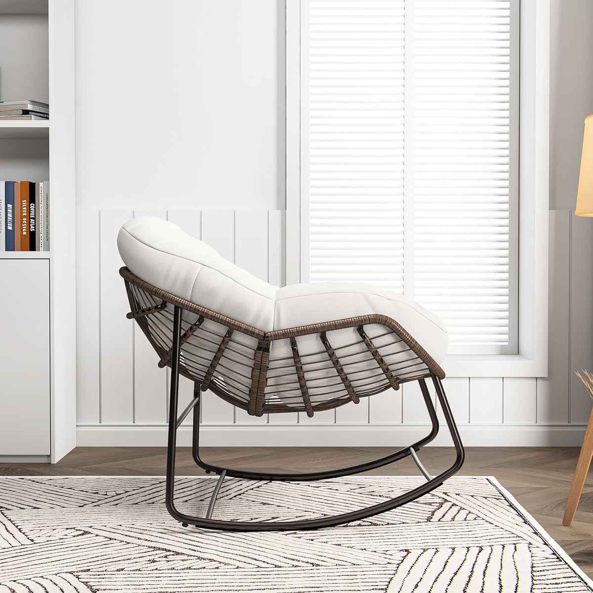 Schommelstoel Buiten – Tuinstoel Schommelstoel Balkonstoel Rattan Stoel – Comfortabel Ruim Zitvlak – Waterafstotende Beschermhoes