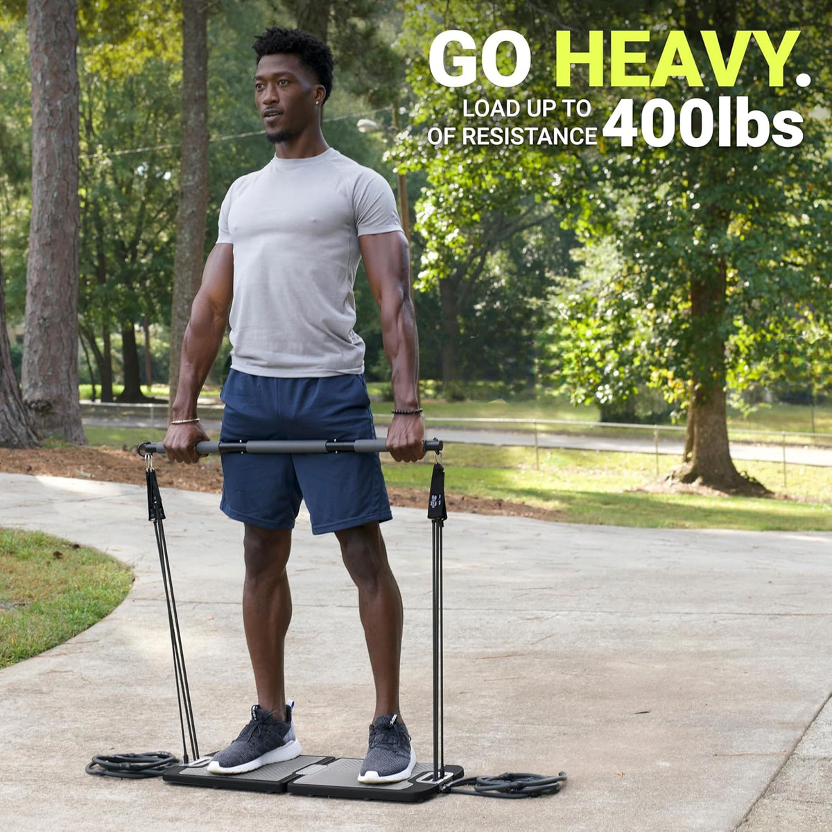 EVO Gym - Portable Strength Training Equipment for Home Gym, Home Fitness Equipment | All in One Gym - Resistance Bands, Fitness Bar Base & Travel Handles | Portable - QUORE