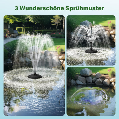 Biling Drijvende fontein met ledverlichting voor grote tuinvijver, vijverfontein met 2500 l/h pomp, 9 m kabel met EU-stekker, waterspel met 3 fonteinmodi (vorstbestendig)