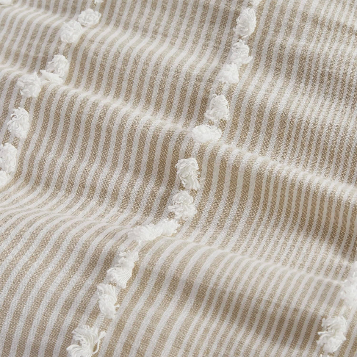 Harbor House 100% Cotton Duvet Set - Trendy Tufted Textured Design, All Season Cozy Bedding Modern Comforter Cover, Matching Shams, Anslee Pom Pom Taupe Queen(90"x90") 3 Piece
