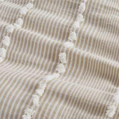Harbor House 100% Cotton Duvet Set - Trendy Tufted Textured Design, All Season Cozy Bedding Modern Comforter Cover, Matching Shams, Anslee Pom Pom Taupe Queen(90"x90") 3 Piece