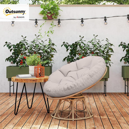 Outsunny Papasansessel Rattan 360° drehbar Korbsessel mit Sitzkissen Durchmesser 120cm runder Outdoor Rattansessel Drehsessel Loungesessel Liegesessel für Wohnzimmer Garten Balcony Hellgrau