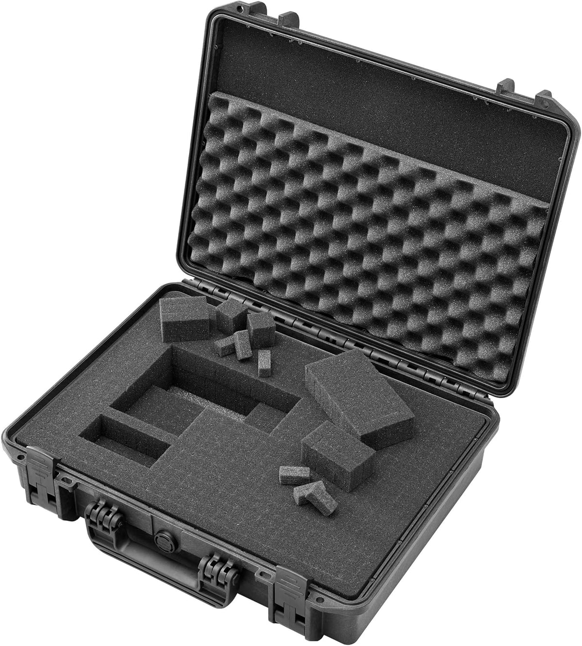 TOMcase waterdichte outdoorkoffer voor notebook/laptop tot 17" en accessoires, splintervrije harde koffer met configureerbaar rasterschuim, transportkoffer