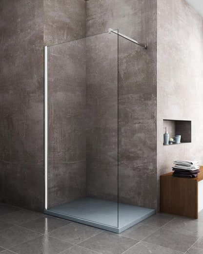 Laneri douchewand van SMC met doucheafvoer, motief leisteen-look, grijs, 90 x 120 cm
