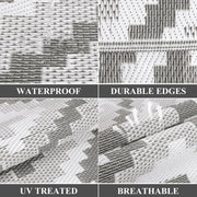 Buiten Vloerkleed - Buitenkleden - Buitentapijt - Opvouwbaar - UV-bestendig - Waterdicht - Buitenmatten - voor Buiten - Balkon - Strand - Picknick -Terras - Rechthoekig - 240 x 300 cm - Grijs