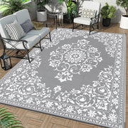 Buiten Vloerkleed - Buitenkleden - Buitentapijt - Opvouwbaar - UV-bestendig - Waterdicht - Omkeerbaar - Buitenmatten - voor Buiten - Balkon - Strand - Picknick -Terras - Rechthoekig - 240 x 300 cm - Grijs