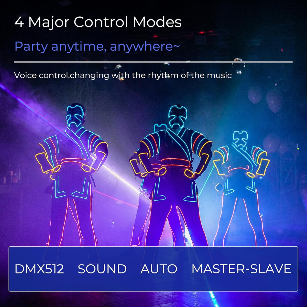 Miralin Disco Lichten voor Feesten – DJ Disco Licht met Geluidsactivatie, RGB & UV Stroboscooplamp met DMX-controller voor Huisfeesten, Bars, Raves en Clubshows