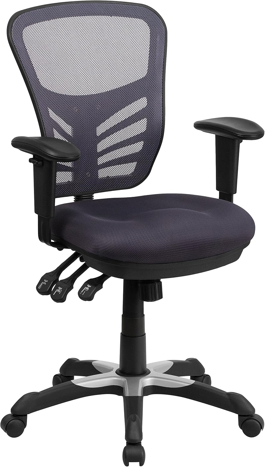 Directiebureaustoel – Bureaustoel – Kantoorstuhl – Gamingstoel – Werkstoel – Donkergrijs – Ergonomisch Met Ademend Gaas – Verstelbare Armleuningen En Rugleuning