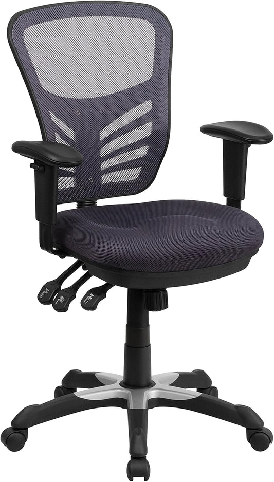 Directiebureaustoel – Bureaustoel – Kantoorstuhl – Gamingstoel – Werkstoel – Donkergrijs – Ergonomisch Met Ademend Gaas – Verstelbare Armleuningen En Rugleuning